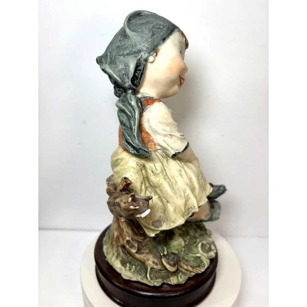 Giuseppe Armani 1981 Signed Resin Figurine Girl on Tree Branch 8” Italy